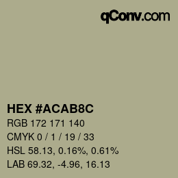 Color code: HEX #ACAB8C | qconv.com