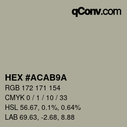 颜色代码: HEX #ACAB9A | qconv.com