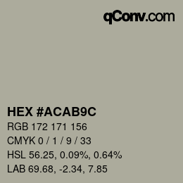 Color code: HEX #ACAB9C | qconv.com