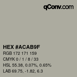 カラーコード: HEX #ACAB9F | qconv.com