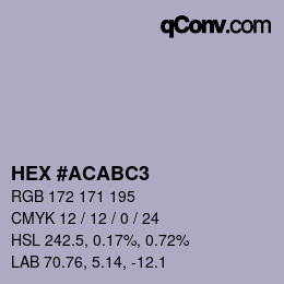 Color code: HEX #ACABC3 | qconv.com