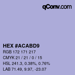 Código de color: HEX #ACABD9 | qconv.com
