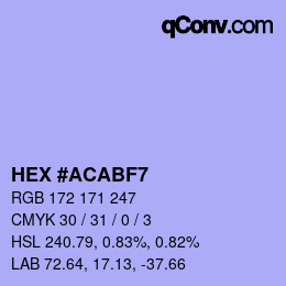 Color code: HEX #ACABF7 | qconv.com