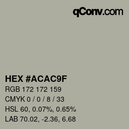 Color code: HEX #ACAC9F | qconv.com