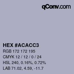 颜色代码: HEX #ACACC3 | qconv.com