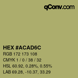 カラーコード: HEX #ACAD6C | qconv.com