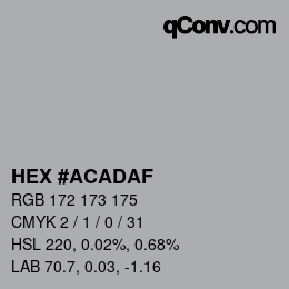 Color code: HEX #ACADAF | qconv.com