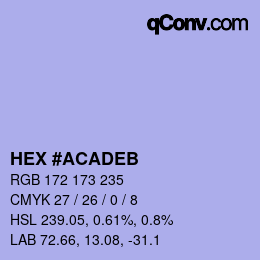 Color code: HEX #ACADEB | qconv.com