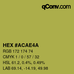 Color code: HEX #ACAE4A | qconv.com
