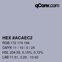 カラーコード: HEX #ACAEC2 | qconv.com