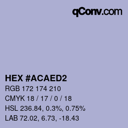 Color code: HEX #ACAED2 | qconv.com