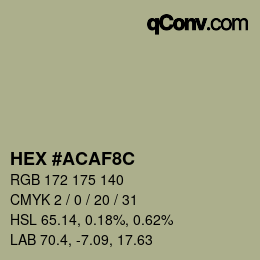 Color code: HEX #ACAF8C | qconv.com