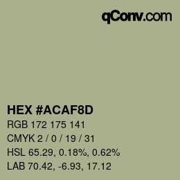 カラーコード: HEX #ACAF8D | qconv.com