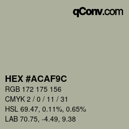 Color code: HEX #ACAF9C | qconv.com