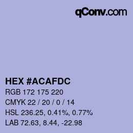 颜色代码: HEX #ACAFDC | qconv.com