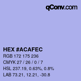 颜色代码: HEX #ACAFEC | qconv.com