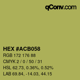 Color code: HEX #ACB058 | qconv.com