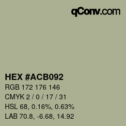 Farbcode: HEX #ACB092 | qconv.com