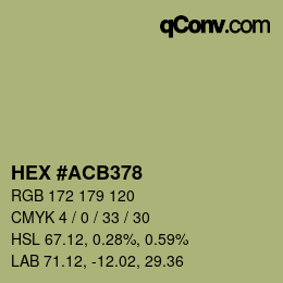 Farbcode: HEX #ACB378 | qconv.com