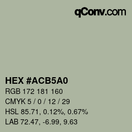 カラーコード: HEX #ACB5A0 | qconv.com