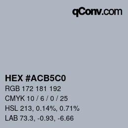 颜色代码: HEX #ACB5C0 | qconv.com