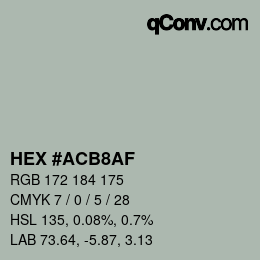 Color code: HEX #ACB8AF | qconv.com