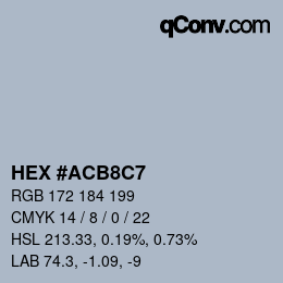 Color code: HEX #ACB8C7 | qconv.com