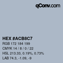 カラーコード: HEX #ACB8C7 | qconv.com