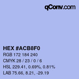 Color code: HEX #ACB8F0 | qconv.com