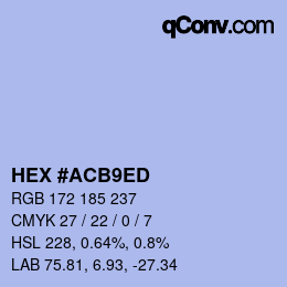 Color code: HEX #ACB9ED | qconv.com