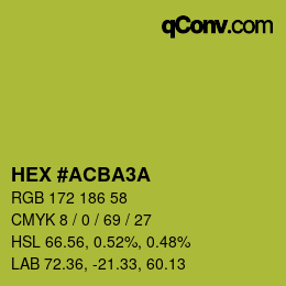 カラーコード: HEX #ACBA3A | qconv.com