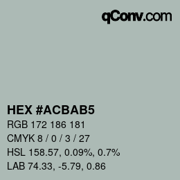カラーコード: HEX #ACBAB5 | qconv.com