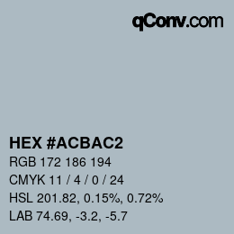 Color code: HEX #ACBAC2 | qconv.com