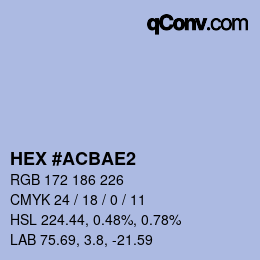 Color code: HEX #ACBAE2 | qconv.com
