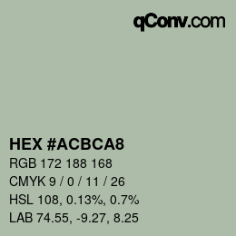 カラーコード: HEX #ACBCA8 | qconv.com