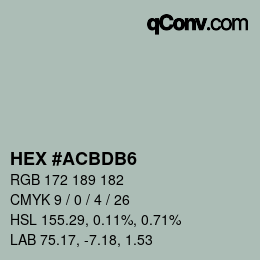 カラーコード: HEX #ACBDB6 | qconv.com