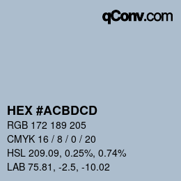 颜色代码: HEX #ACBDCD | qconv.com
