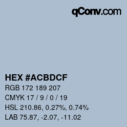 カラーコード: HEX #ACBDCF | qconv.com
