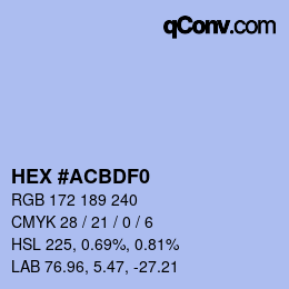 カラーコード: HEX #ACBDF0 | qconv.com