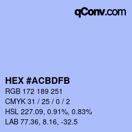 カラーコード: HEX #ACBDFB | qconv.com
