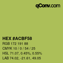 カラーコード: HEX #ACBF58 | qconv.com