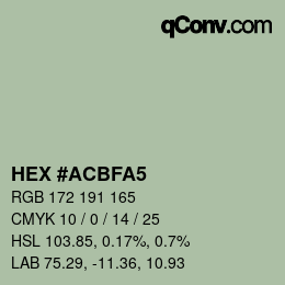 カラーコード: HEX #ACBFA5 | qconv.com