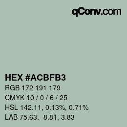 Color code: HEX #ACBFB3 | qconv.com
