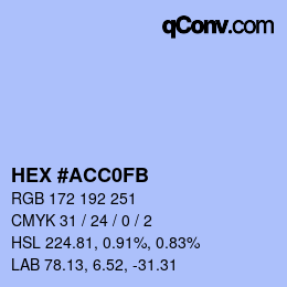 Color code: HEX #ACC0FB | qconv.com