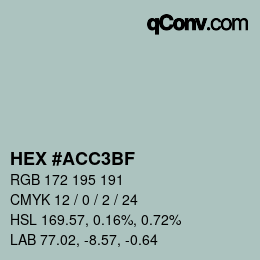颜色代码: HEX #ACC3BF | qconv.com