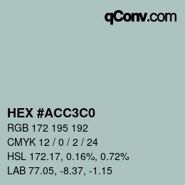 カラーコード: HEX #ACC3C0 | qconv.com