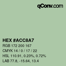 Code couleur: HEX #ACC8A7 | qconv.com