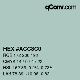 颜色代码: HEX #ACC8C0 | qconv.com