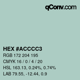 カラーコード: HEX #ACCCC3 | qconv.com