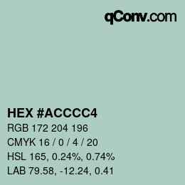 カラーコード: HEX #ACCCC4 | qconv.com